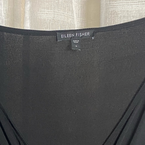 Eileen Fisher 100% Silk Jersey Faux Wrap V-neck Sleeveless Dress Black Small - Picture 3 of 9